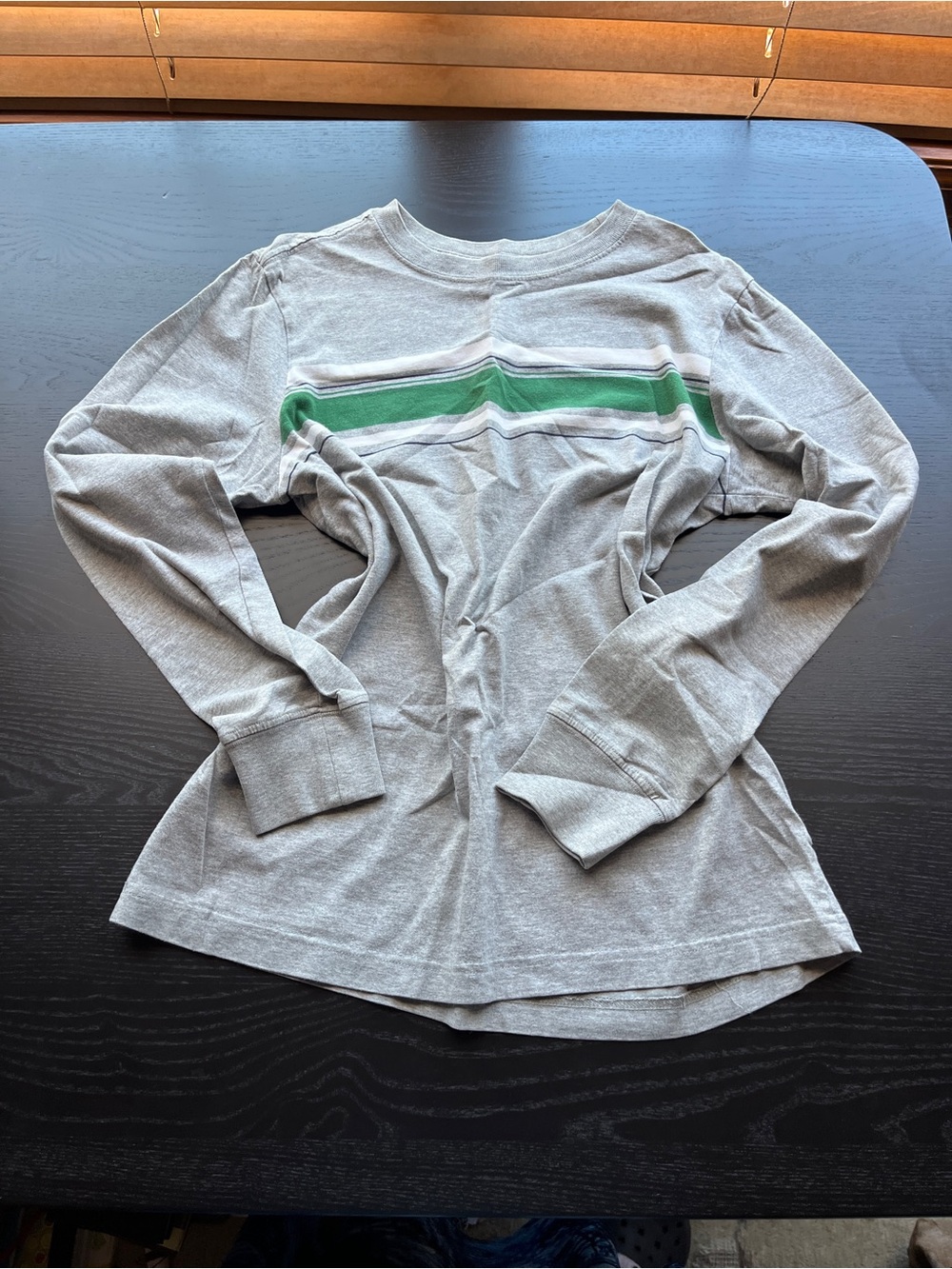 Cherokee Gray Long-Sleeve Shirt with Green Chest Stripe